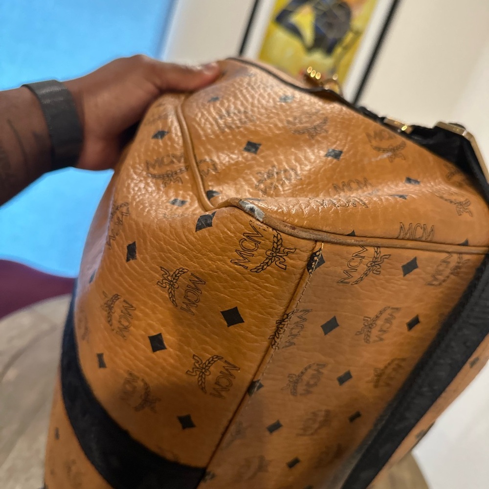 MCM Tan and Black Duffel Bag with Monogram Design - Picture 10 of 14